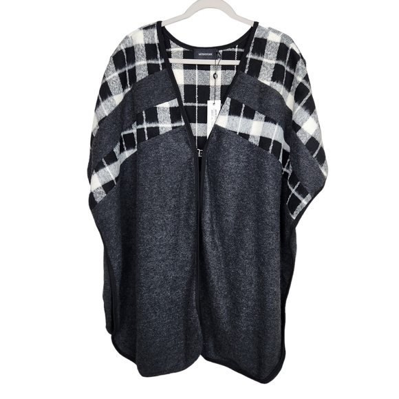 MINKPINK NWT Just Charming Shrug Poncho Gray Plaid OSFA Women's One Size - Picture 7 of 13